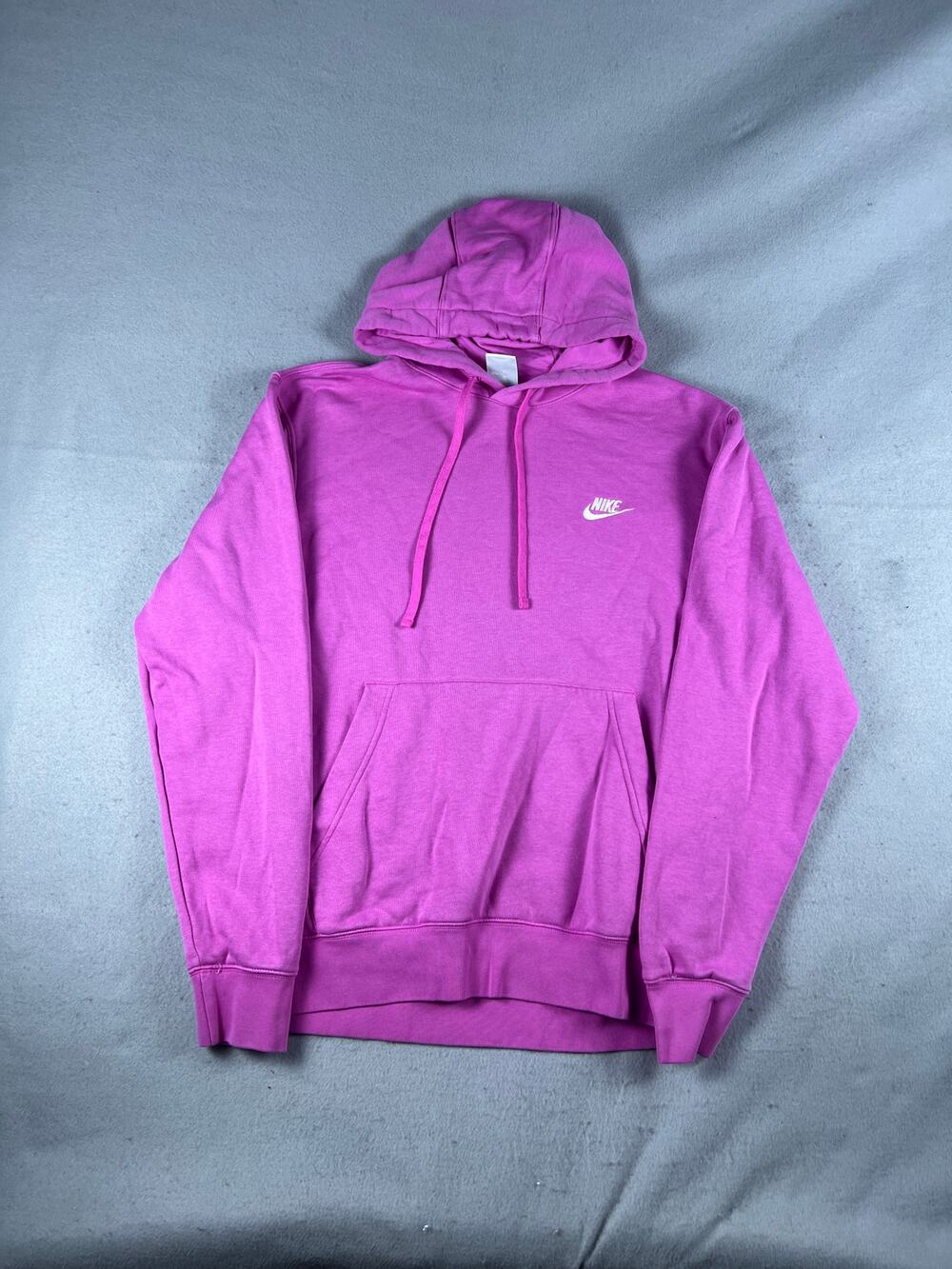 Nike Hoodie Mens M Pink Drawstring Futura Swoosh Embroidered Pullover Sweatshirt